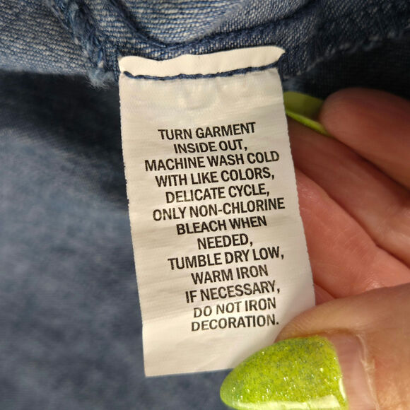 Falls Creek EUC denim embroidered Aztec open jacket kimono sleeves Medium blue - Picture 12 of 15